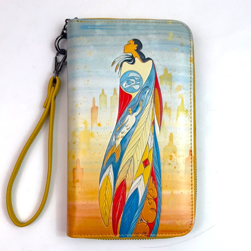 Maxine Noel, Native American artist wristlet, vegan leather, unused